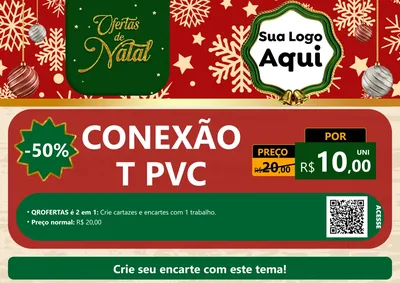Modelo de Cartaz para Cartaz A4 Horizontal com o tema Natal de Ofertas para Tubos e conexões