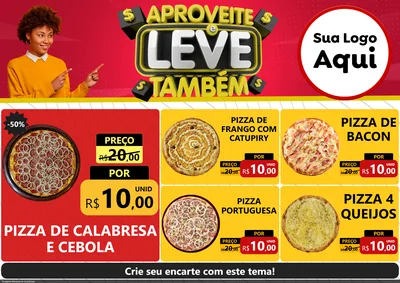 Modelo de Encarte para Encarte A4 Horizontal com o tema Aproveite e Leve Também para Pizzaria