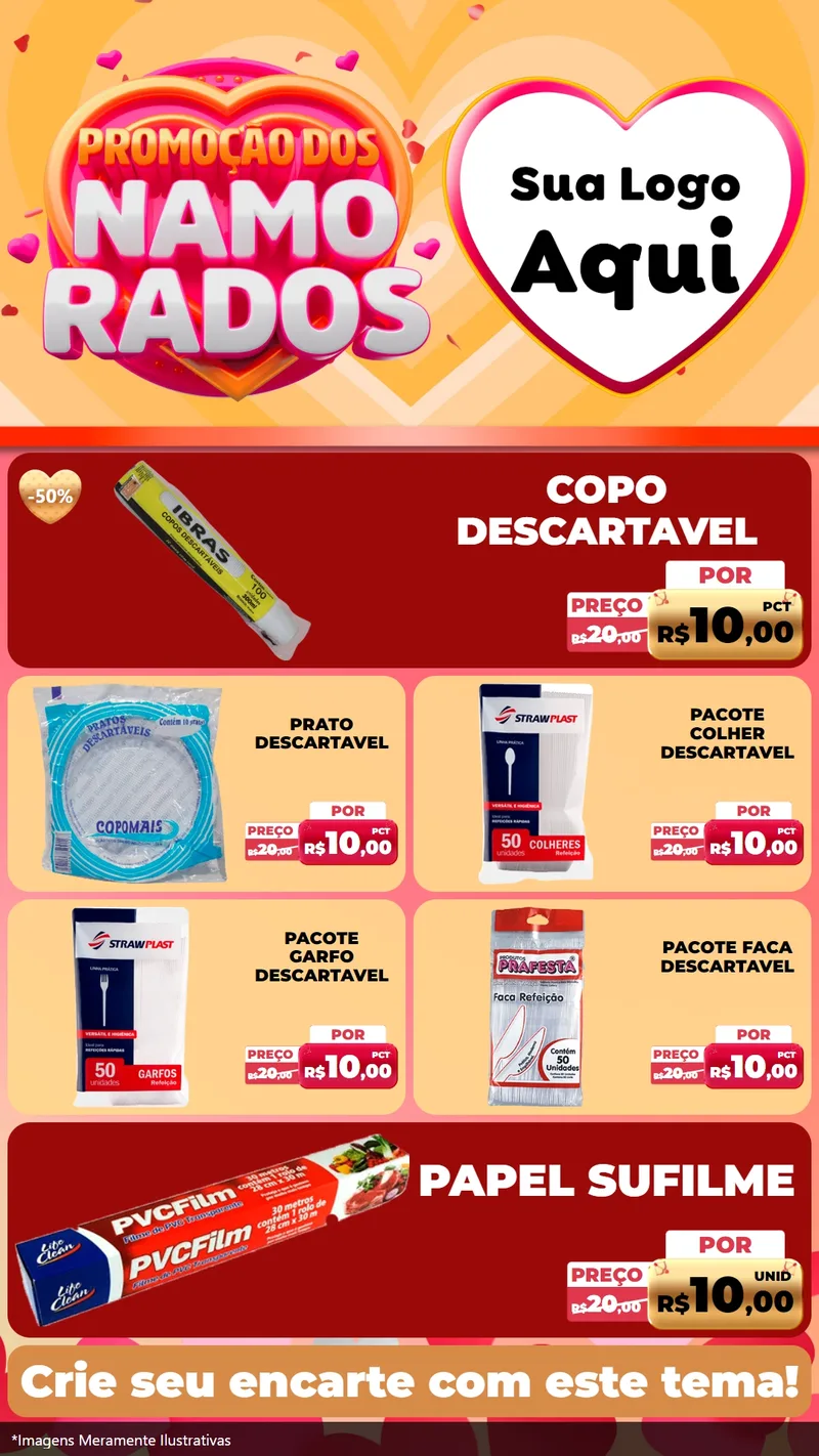 Modelo de TV para TV Vertical com o tema Promoção dos Namorados para Embalagens