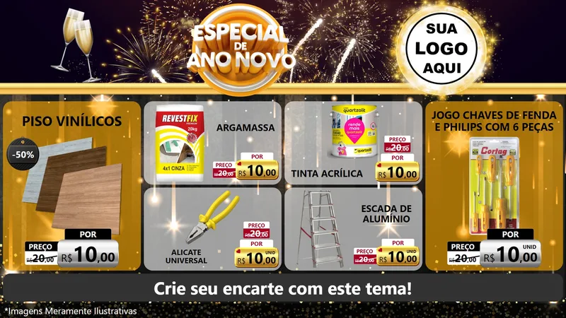 Modelo de TV para TV Horizontal com o tema Especial de Ano Novo para Material para Construção