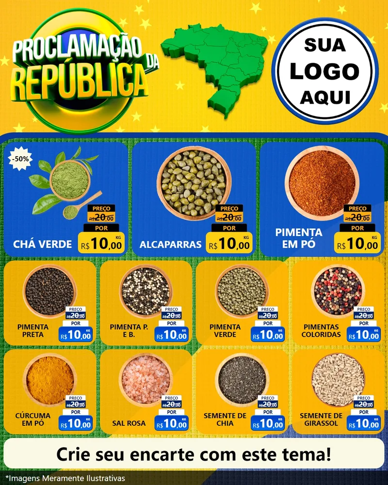 Modelo de Rede Social para Feed Instagram com o tema Proclamação da República para Produtos Naturais