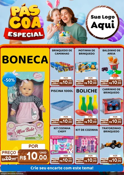 Modelo de Encarte para Encarte A4 Vertical com o tema Páscoa Especial para Brinquedos