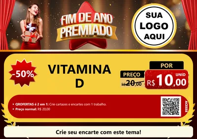 Modelo de Cartaz para Cartaz A4 Horizontal com o tema Fim de Ano Premiado para Farmácia