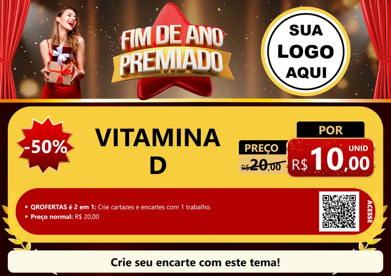 Modelo de Cartaz para Cartaz A4 Horizontal com o tema Fim de Ano Premiado para Farmácia