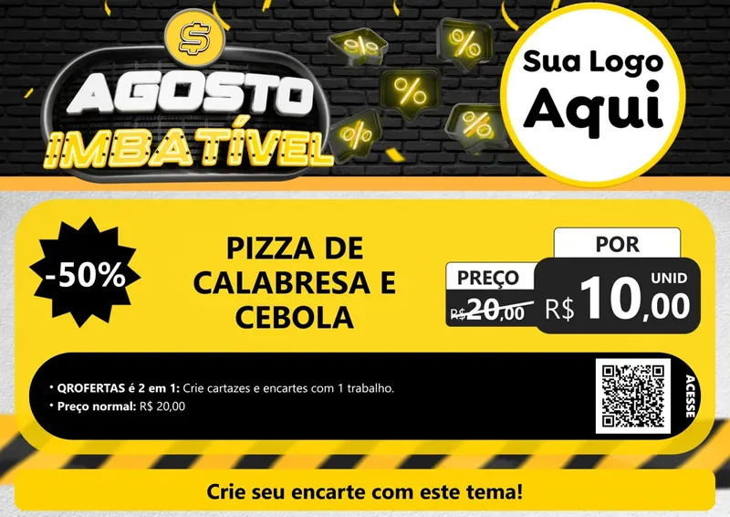 Modelo de Cartaz para Cartaz A4 Horizontal com o tema Agosto Imbatível para Pizzaria