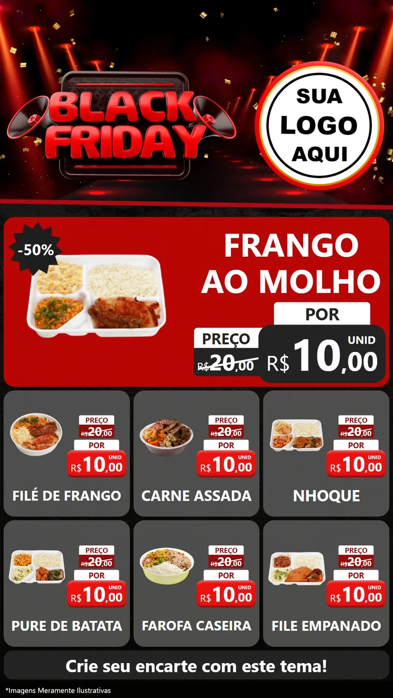 Modelo de Rede Social para Stories com o tema Black Friday para Restaurante