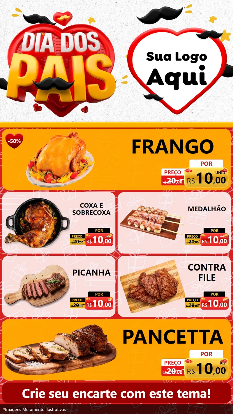 Modelo de TV para TV Vertical com o tema Dia dos Pais para Assados