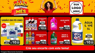 Modelo de TV para TV Horizontal com o tema Virada de Mês para Produtos de Limpeza