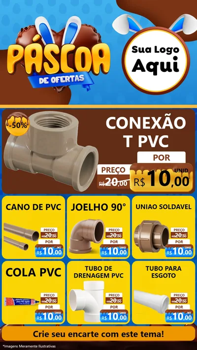 Modelo de Rede Social para Stories com o tema Páscoa de Ofertas para Tubos e conexões