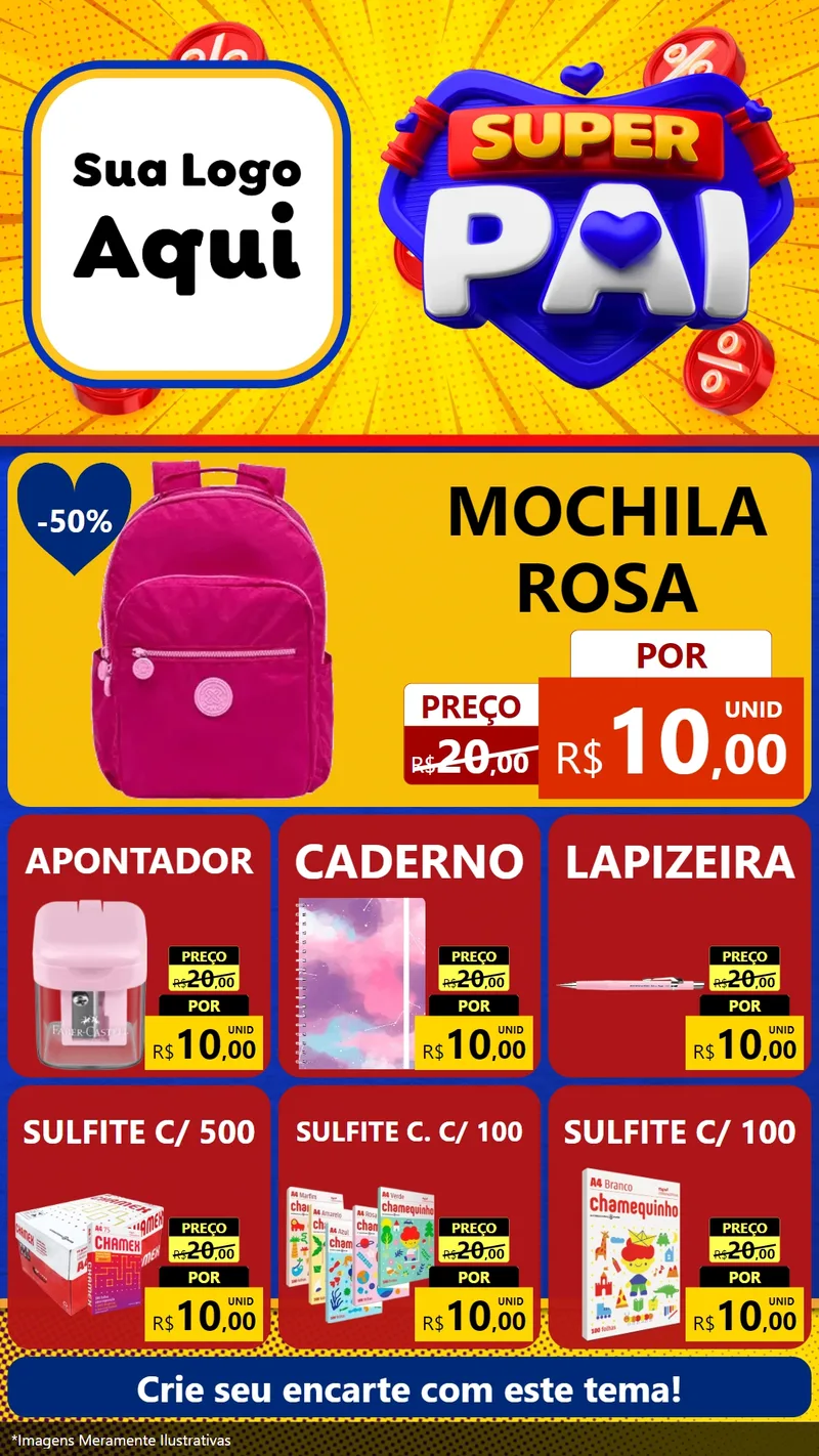 Modelo de Rede Social para Stories com o tema Super Pai para Papelaria
