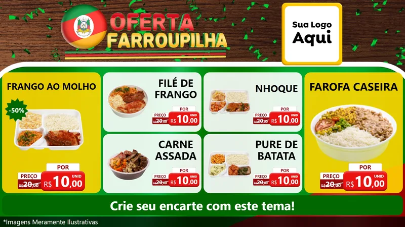 Modelo de TV para TV Horizontal com o tema Oferta Farroupilha para Restaurante