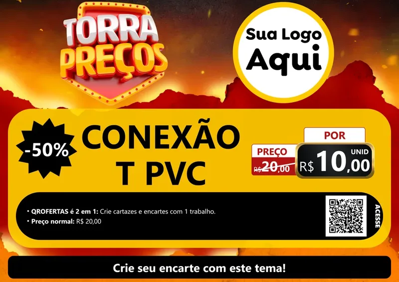 Modelo de Cartaz para Cartaz A4 Horizontal com o tema Torra Preços para Tubos e conexões