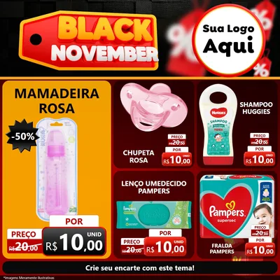 Modelo de Rede Social para Feed Facebook com o tema Black November para Bebês