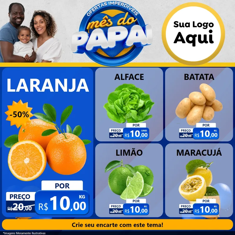 Modelo de Rede Social para Feed Facebook com o tema Ofertas Imperdíveis Mês Do Papai para Hortifrúti