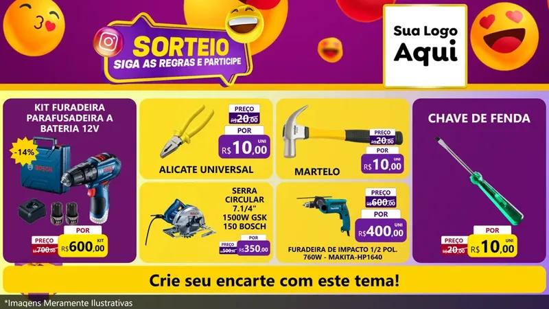 Modelo de TV para TV Horizontal com o tema Sorteio para Maquinas e Ferramentas