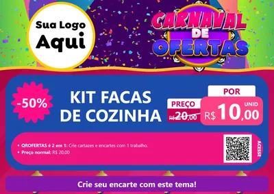 Modelo de Cartaz para Cartaz A4 Horizontal com o tema Carnaval de Ofertas para Utilidades Domésticas