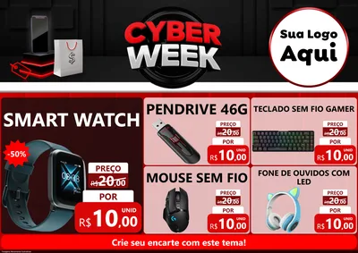 Modelo de Encarte para Encarte A4 Horizontal com o tema Cyber Week para Informática