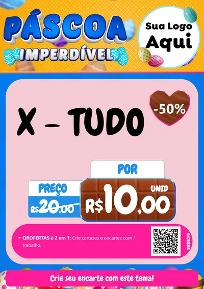Modelo de Cartaz para Cartaz A4 Vertical com o tema Páscoa Imperdível para Hamburgueria