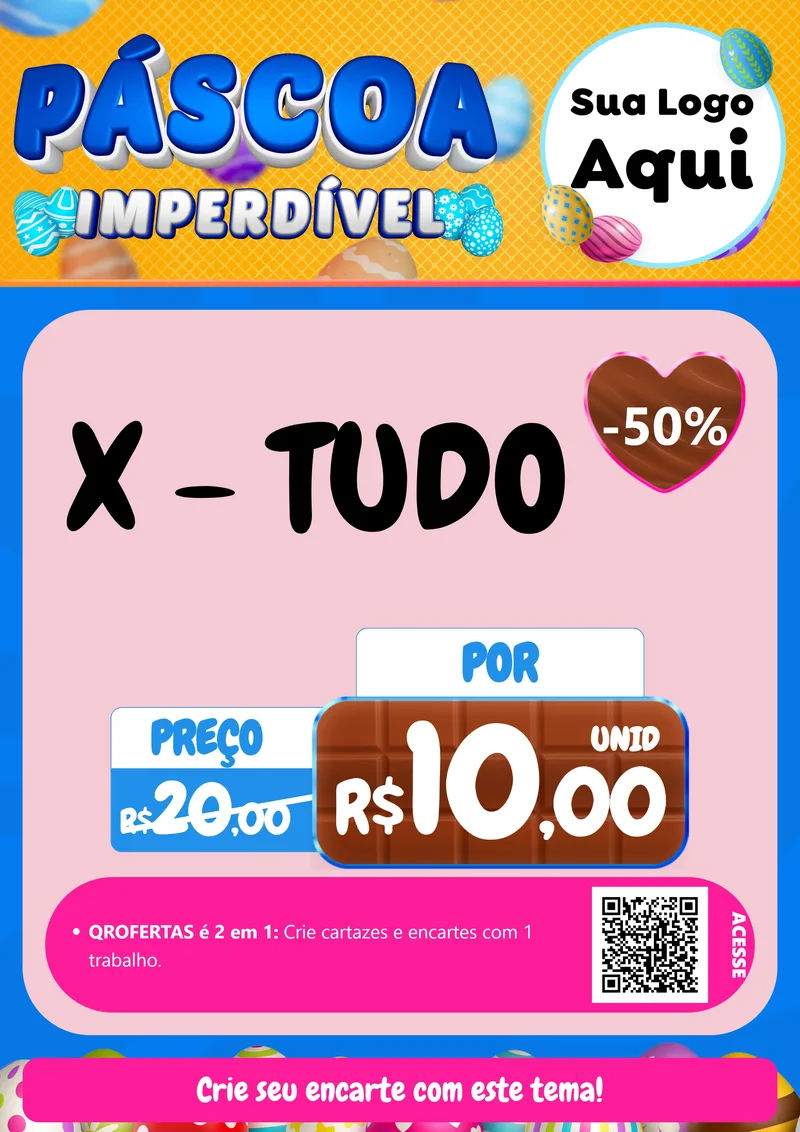 Modelo de Cartaz para Cartaz A4 Vertical com o tema Páscoa Imperdível para Hamburgueria