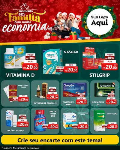 Modelo de Rede Social para Feed Instagram com o tema Momento em Família (Natal) para Farmácia