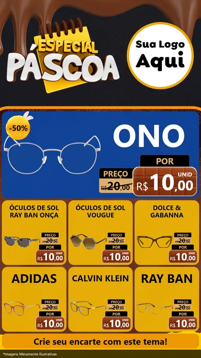 Modelo de Rede Social para Stories com o tema Especial Páscoa para Óticas