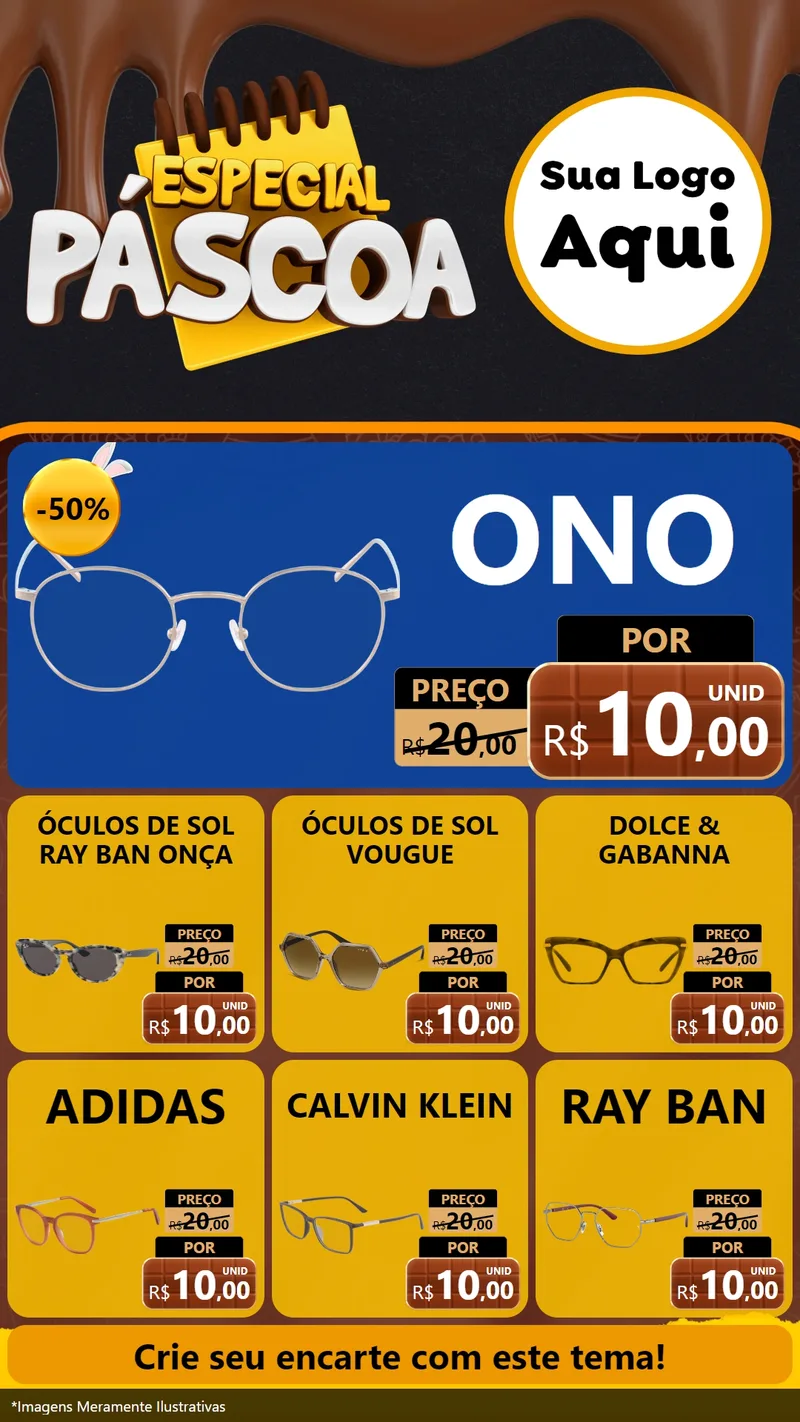 Modelo de Rede Social para Stories com o tema Especial Páscoa para Óticas