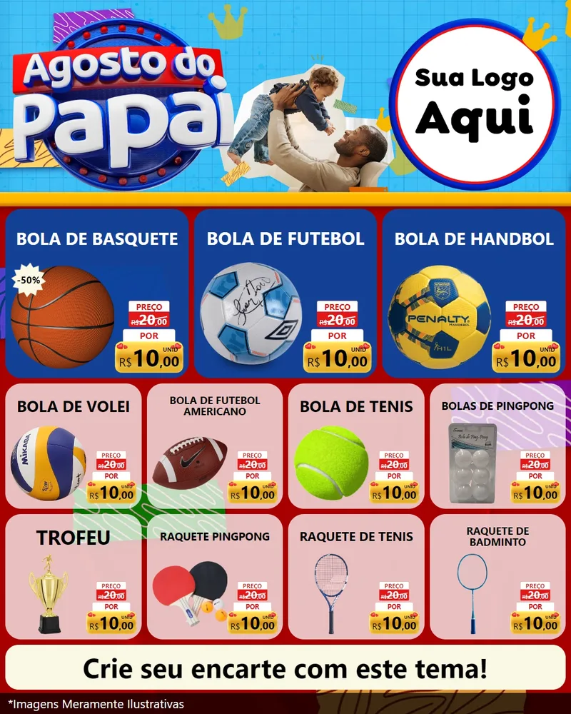 Modelo de Rede Social para Feed Instagram com o tema Agosto do Papai para Artigos Esportivos