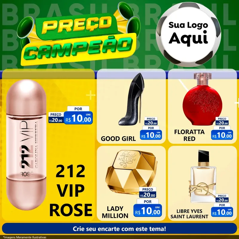 Modelo de Rede Social para Feed Facebook com o tema Preço Campeão - Copa para Perfumes