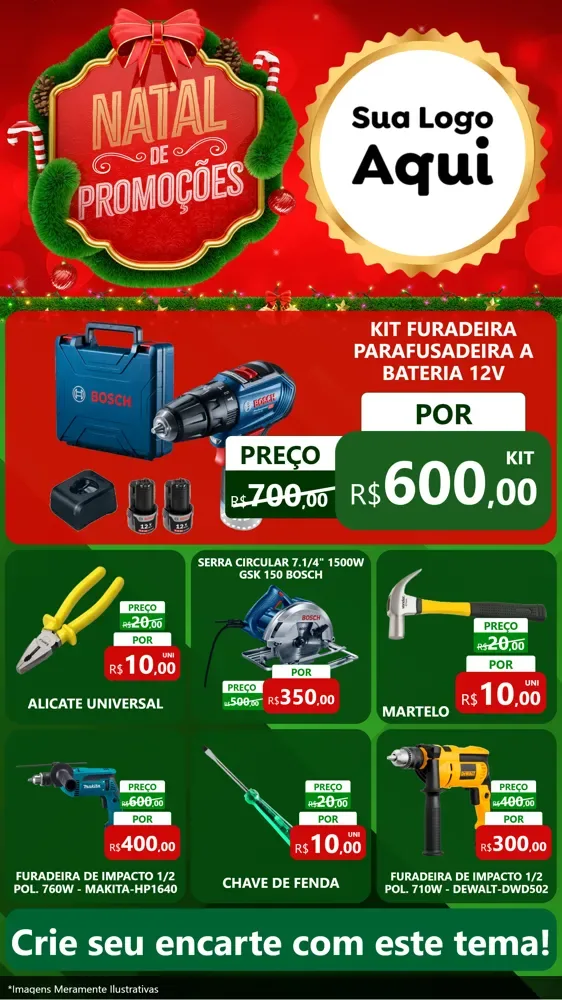Modelo de Rede Social para Stories com o tema Natal de Promoções para Maquinas e Ferramentas