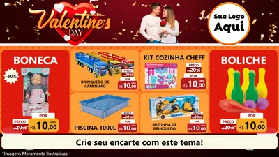 Modelo de TV para TV Horizontal com o tema Valentine's Day para Brinquedos