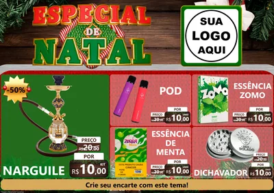 Modelo de Encarte para Encarte A4 Horizontal com o tema Especial de Natal para Tabacaria