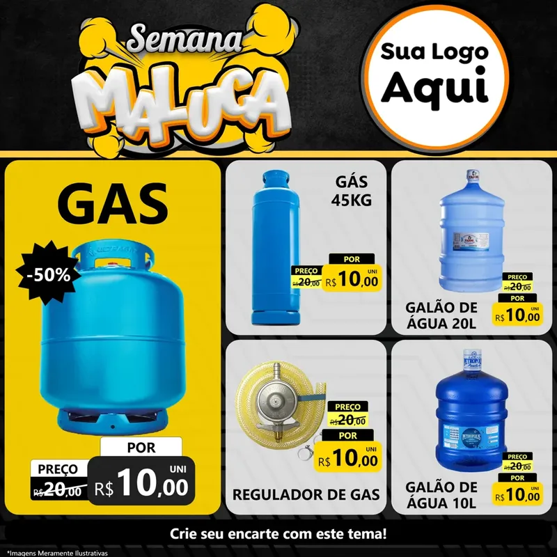 Modelo de Rede Social para Feed Facebook com o tema Semana Maluca para Água e gás