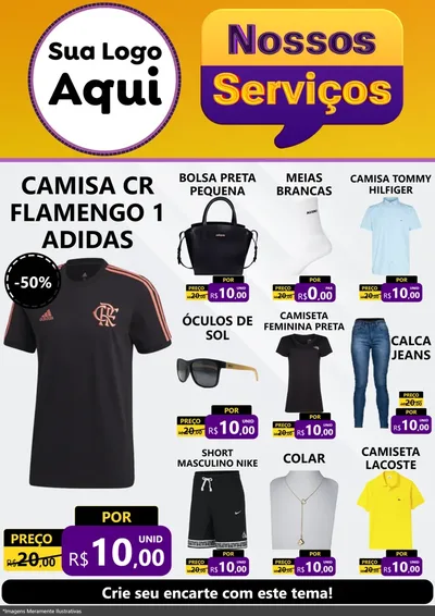Modelo de Encarte para Encarte A4 Vertical com o tema Nossos Serviços para Roupas e acessórios