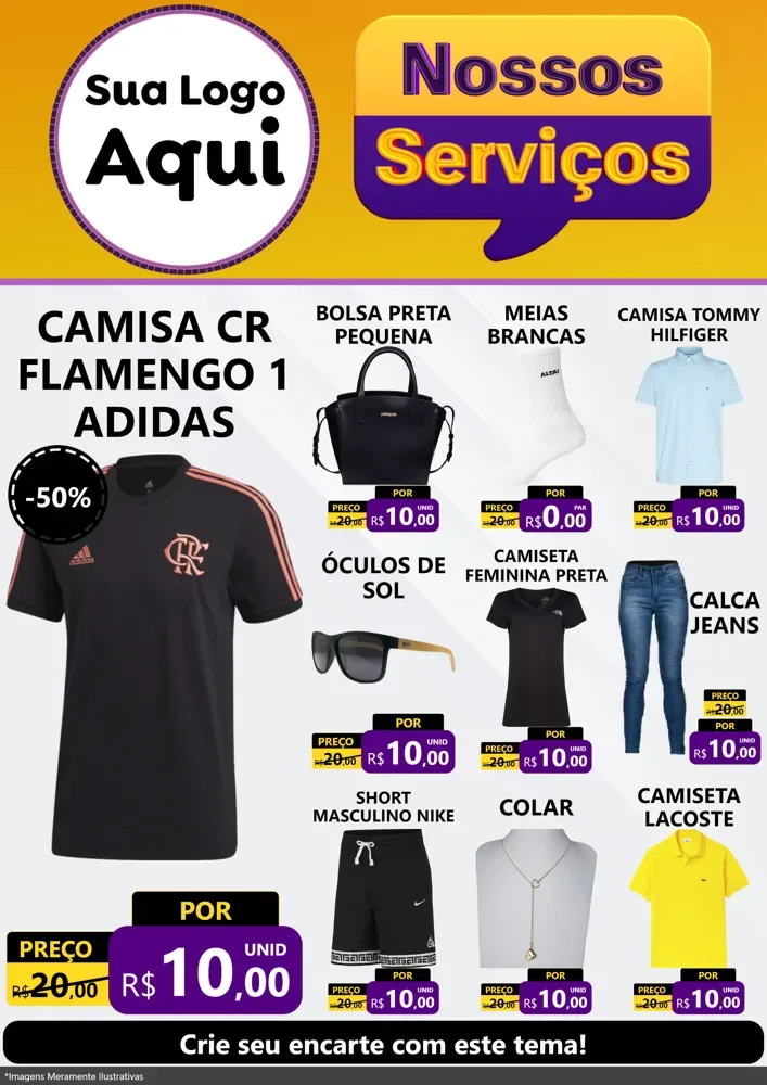 Modelo de Encarte para Encarte A4 Vertical com o tema Nossos Serviços para Roupas e acessórios