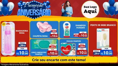 Modelo de TV para TV Horizontal com o tema Promoção de Aniversário para Bebês