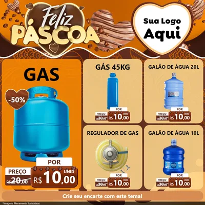 Modelo de Rede Social para Feed Facebook com o tema Feliz Páscoa para Água e gás