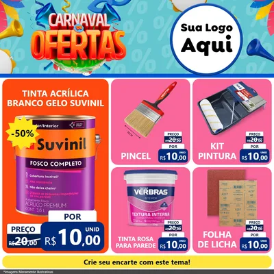 Modelo de Rede Social para Feed Facebook com o tema Carnaval de Ofertas para Tintas e Ferramentas