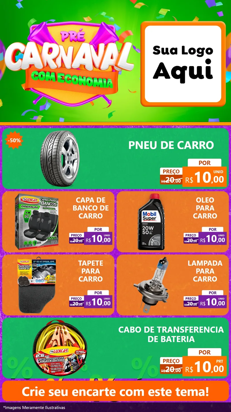 Modelo de TV para TV Vertical com o tema Pré-Carnaval Com Economia para Auto peças