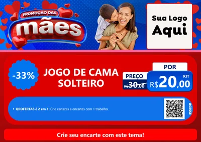 Modelo de Cartaz para Cartaz A4 Horizontal com o tema Promoção das Mães para Cama, Mesa e Banho