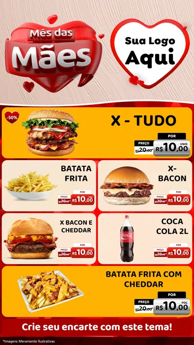 Modelo de TV para TV Vertical com o tema Mês das Mães para Hamburgueria