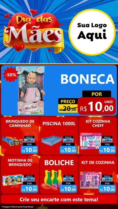 Modelo de Rede Social para Stories com o tema Dia das Mães para Brinquedos