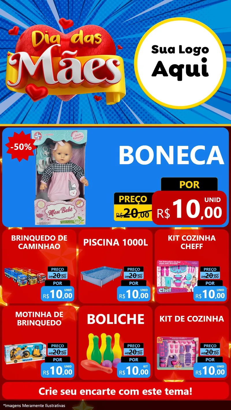 Modelo de Rede Social para Stories com o tema Dia das Mães para Brinquedos