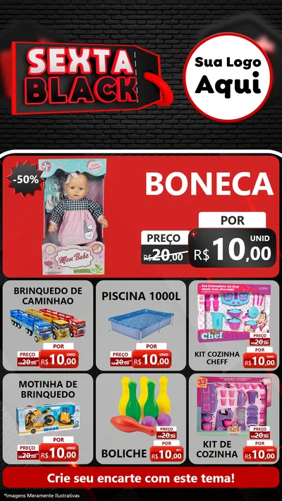 Modelo de Rede Social para Stories com o tema Sexta Black para Brinquedos