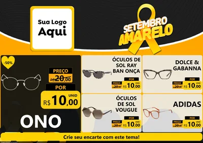 Modelo de Encarte para Encarte A4 Horizontal com o tema Setembro Amarelo para Óticas