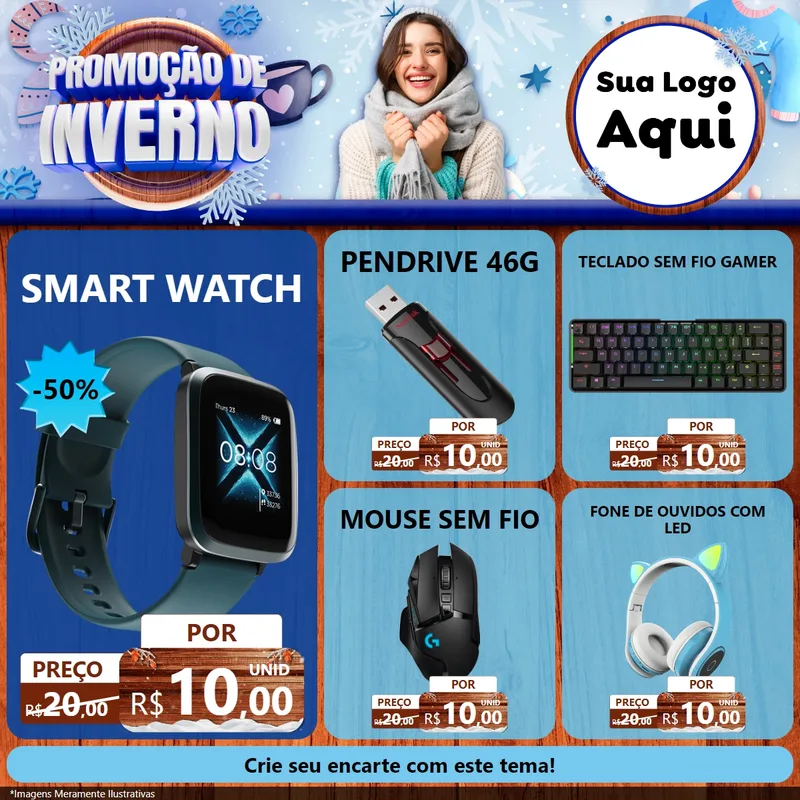 Modelo de Rede Social para Feed Facebook com o tema Promoção de Inverno para Informática