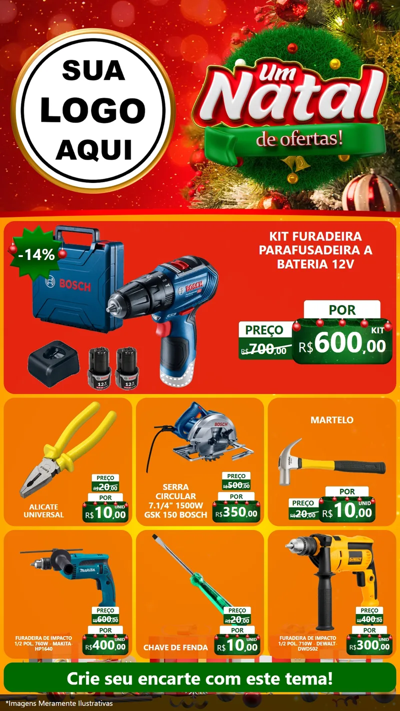Modelo de Rede Social para Stories com o tema Um Natal de Ofertas para Maquinas e Ferramentas