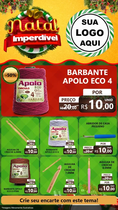 Modelo de Rede Social para Stories com o tema Natal Imperdível para Armarinho e Aviamentos