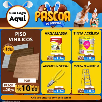 Modelo de Rede Social para Feed Facebook com o tema Páscoa de Ofertas para Material para Construção