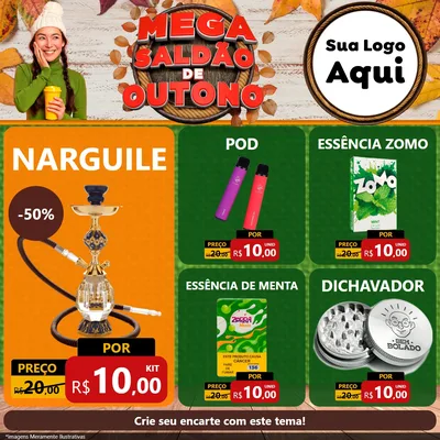 Modelo de Rede Social para Feed Facebook com o tema Mega Saldão de Outono para Tabacaria