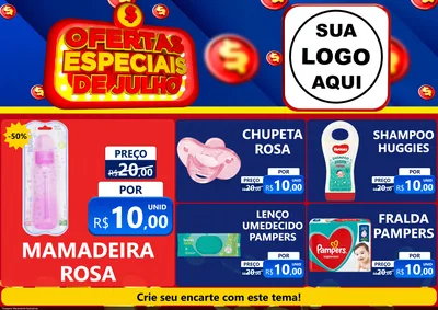 Modelo de Encarte para Encarte A4 Horizontal com o tema Ofertas Especiais de Julho para Bebês